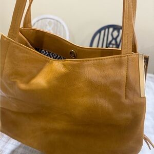 Elegant Tan Leather Tote Bag by Madison West